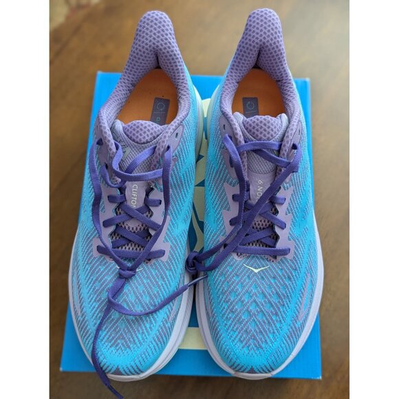 Hoka One One Clifton 9 Womens Running Shoes Size 11B Light Blue & Purple Mesh - Picture 3 of 6